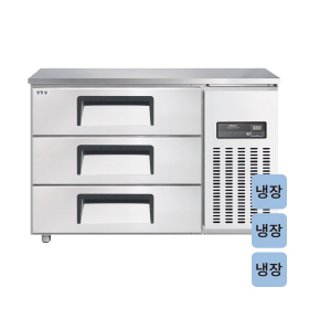 고급형 간냉식 높은 서랍식 보냉테이블 올냉장 4자 D800 GWFM-120HDT [냉장270ℓ]