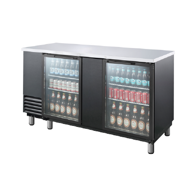 간냉식 호프냉장고 테이블 유리문 GWHT-3BG [냉장 670ℓ/2도어] [블랙/스텐]